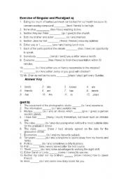English Worksheet: Exercise of Singular and Plural