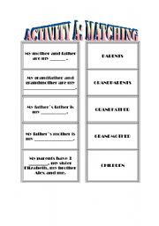 English worksheet: Family Review Activities 