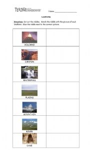 English Worksheet: Riddle Landforms