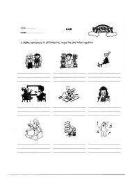 English Worksheet: can