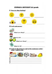 English worksheet: A revision for 1st grade students