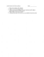English Worksheet: Questions to go with All the Places to Love