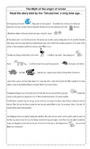 English worksheet: The myth of the origin of winter