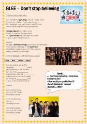 English Worksheet: Glee - Dont stop believing