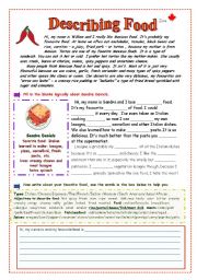 English Worksheet: Describing Food