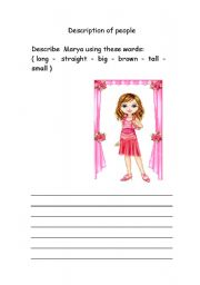 English worksheet: Description of people,reading comprehention,comparative adjectives.