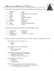 English Worksheet: Day of the Dead Test