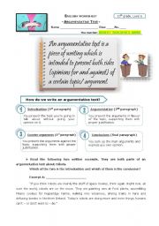 English Worksheet: Argumentative Text (info+exercises)