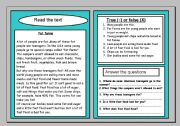 English Worksheet: Reading comprehension