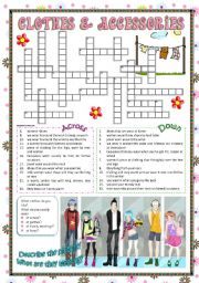 English Worksheet: Clothes & Accessories part 3 (crossword)