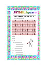 English worksheet: Past Simple_wordsearch