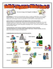 English Worksheet: Multiple Intelligence - Verbal Linguistic Intelligence