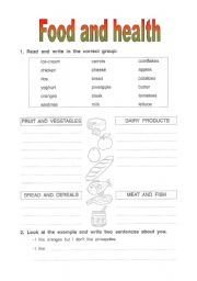 English Worksheet: food and health