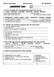 English Worksheet: Language test