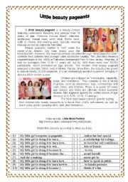 English Worksheet: LITTLE BEAUTY PAGEANTS  (Text and video activity)