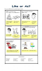 English Worksheet: Like and As