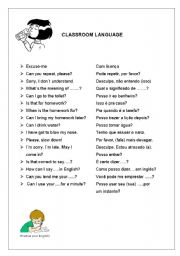 English Worksheet: CLASSROOM LANGUAGE