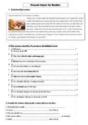 English Worksheet:  Present Simple for Routine - Questions