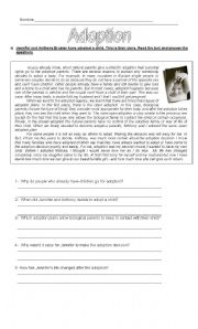 English Worksheet: Adoption - Reading Comprehension