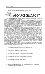 English Worksheet: Airport security - Reading