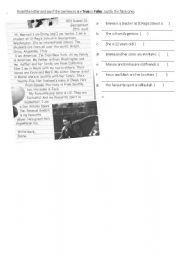 English Worksheet: reading comprehension