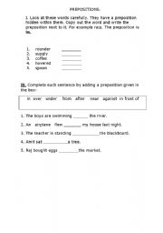 English Worksheet: PREPOSITIONS