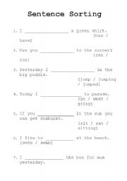 English Worksheet: Sentence Sorting