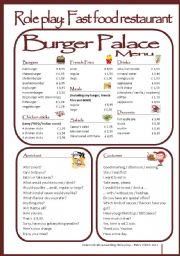 English Worksheet: Fast food restaurant - Role play