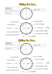 English Worksheet: Telling the time