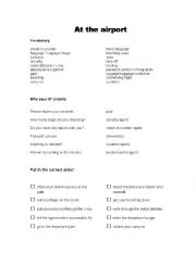 English Worksheet: At the Airport - basic vocab and procedures