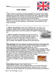 English Worksheet: London, a test