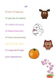English Worksheet: Article AN