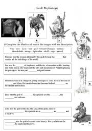 English Worksheet: Greek Mythology - History -
