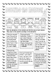 English Worksheet: Describe the monster