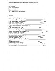 English Worksheet: Posessive adjectives