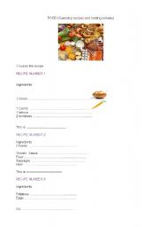 English Worksheet: Food(guessing recipes and making a menu)