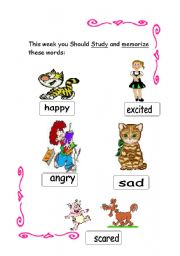 English Worksheet: Adjectives of feelings