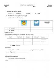 English Worksheet: whats the weather like?