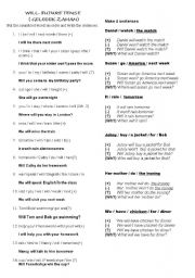 English Worksheet: will future