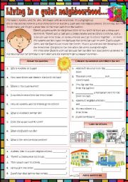 English Worksheet: Living in a quiet neighbourhood...