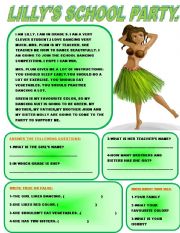 English Worksheet: LILLYS SCHOOL PARTY.