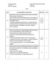 English Worksheet: lesson plan