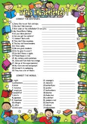 English Worksheet: words and sentences 1