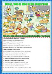 English Worksheet: wh is who in the classroom-game