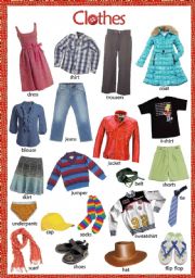 English Worksheet: CLOTHES - colour and bw