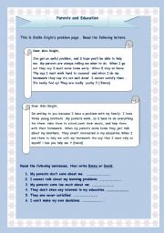 English Worksheet: Parents and children