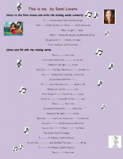 English Worksheet: Song: This is me by Demi Lovato