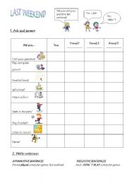 English Worksheet: What did you do last weekend? Survey 