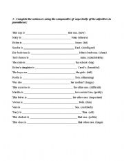 English Worksheet: Comparative and Superlative of Adjectives