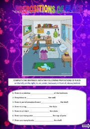 English Worksheet: PREPOSITIONS OF PLACE